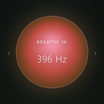 The session orb glowing deep amber at 396 Hz.